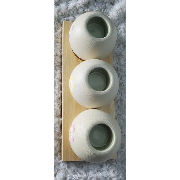 Vintage New Partylite Springtine Garden Globes with Wooden Tray Cottagecore Boho - Picture 4 of 7